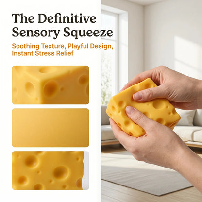 Jumbo Cheese Squishy Stress Ball, Slow Rising Sensory Fidget Toy for Anxiety Relief. Soft Cheese Shaped Stress Relief Toy, Cute Funny Desk Toy for Kids & Adults, Non-Toxic
