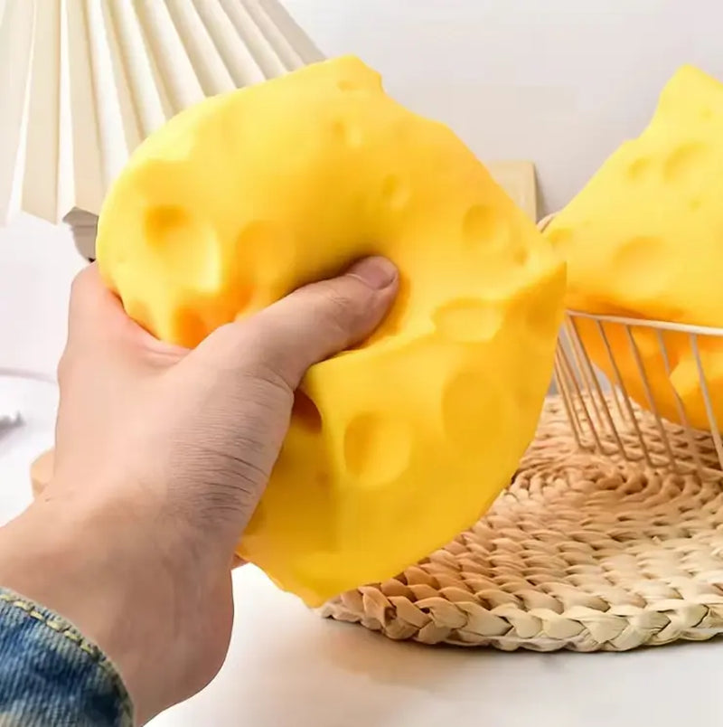 Jumbo Cheese Squishy Stress Ball, Slow Rising Sensory Fidget Toy for Anxiety Relief. Soft Cheese Shaped Stress Relief Toy, Cute Funny Desk Toy for Kids & Adults, Non-Toxic