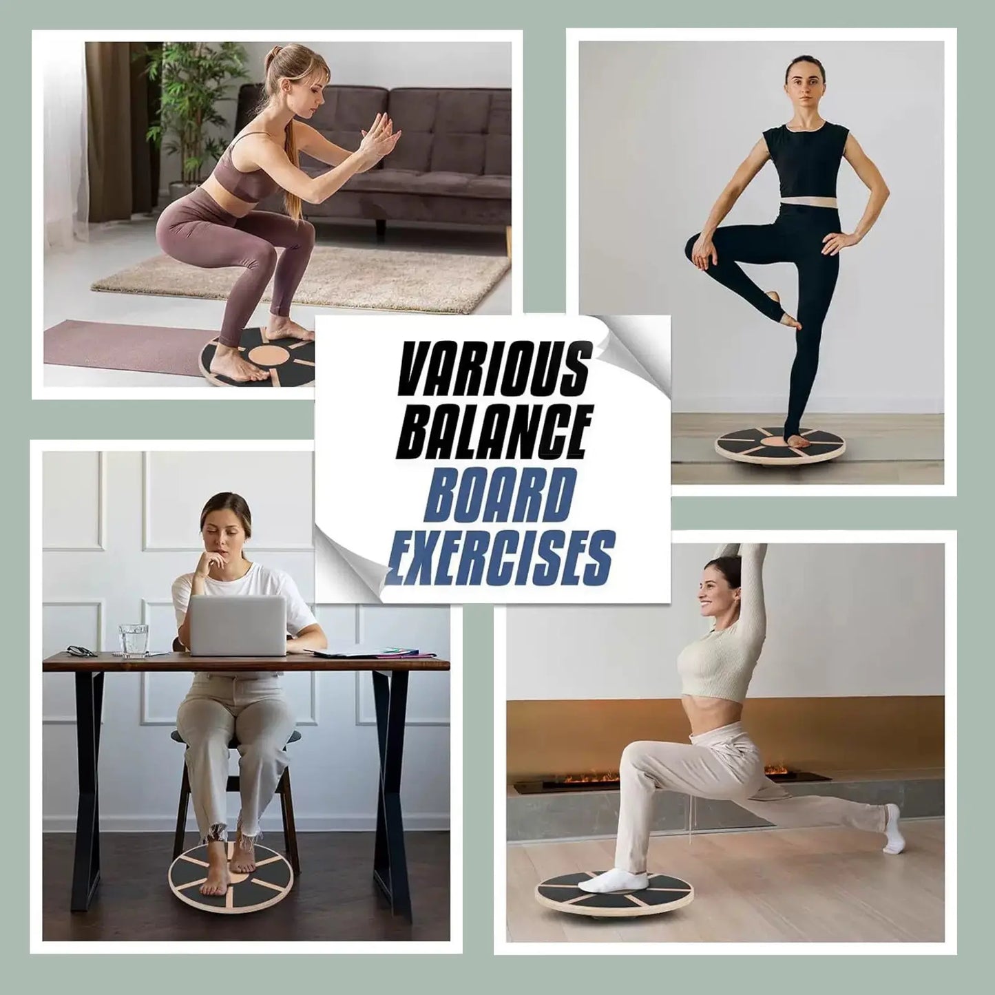 Soulyis Wooden Balance Board, Used for Core Stability Training, 360-Degree Rotation, Non-Slip, Rehabilitation Training, and Balance Training. Outdoorfun Summervibes