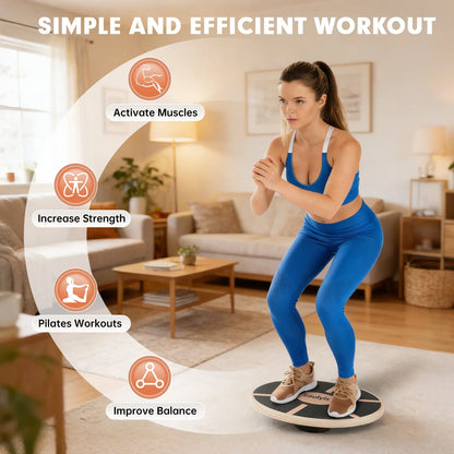 Soulyis Wooden Balance Board, Used for Core Stability Training, 360-Degree Rotation, Non-Slip, Rehabilitation Training, and Balance Training. Outdoorfun Summervibes