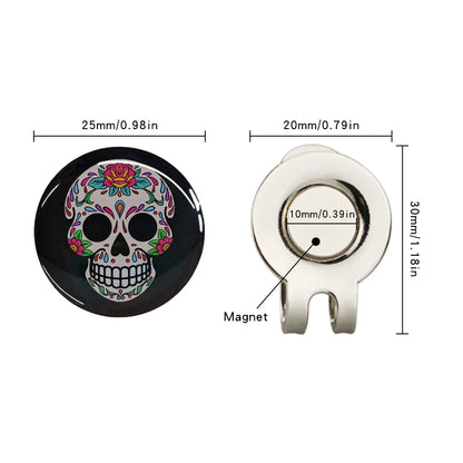 New Black Skull Golf Ball Marker Hat Clip Magnet Alloy Golf Mark Magnetic Cap Clip Halloween Cool Design Accessories Drop Ship