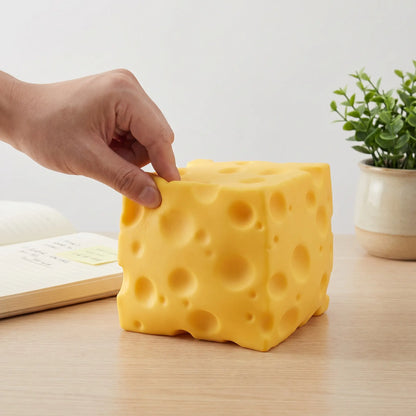 Jumbo Cheese Squishy Stress Ball, Slow Rising Sensory Fidget Toy for Anxiety Relief. Soft Cheese Shaped Stress Relief Toy, Cute Funny Desk Toy for Kids & Adults, Non-Toxic