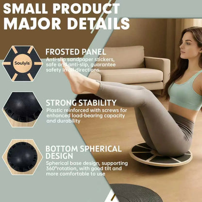 Soulyis Wooden Balance Board, Used for Core Stability Training, 360-Degree Rotation, Non-Slip, Rehabilitation Training, and Balance Training. Outdoorfun Summervibes
